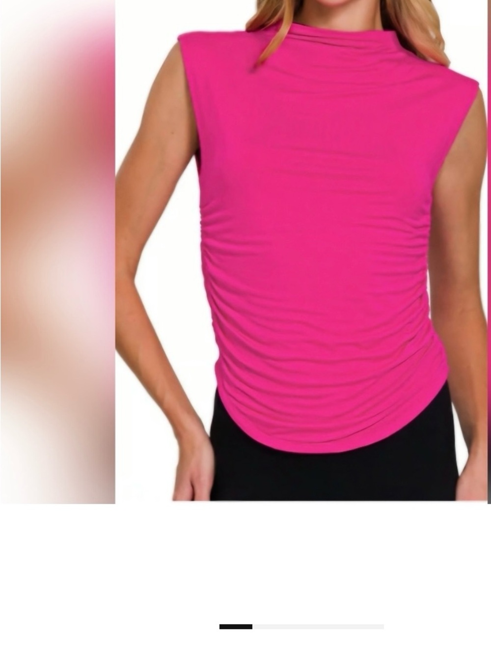 a new day Sleeveless Ruched Mock Neck Tank - Hot Pink